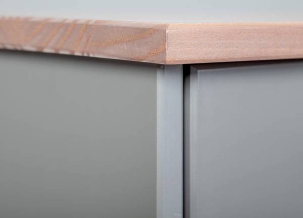 Buffet mit 3 Türen und 3 Schubladen Grau - Massivholz - 45 x 86 x 131 cm