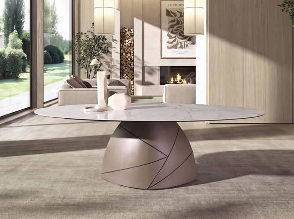 Esstisch 1206 Weiß - Edelstahl - Marmor - 240 x 76 x 120 cm