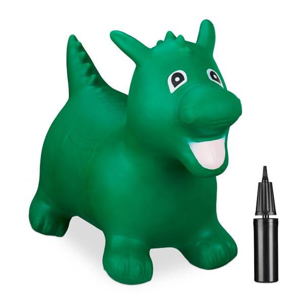 Hüpftier Drache Schwarz - Grün - Weiß - PVC - 26 x 46 x 60 cm