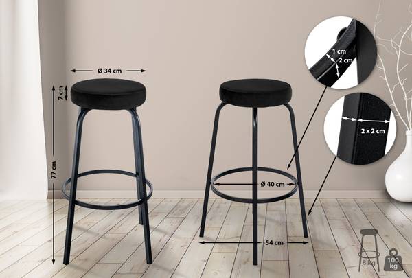 Barkruk Kamari zwart - kunstmatig dierenvel