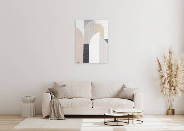 Acrylbild Handgemalt Geometrisch Het Beige - Weiß - Baumwollstoff - 75 x 100 x 4 cm