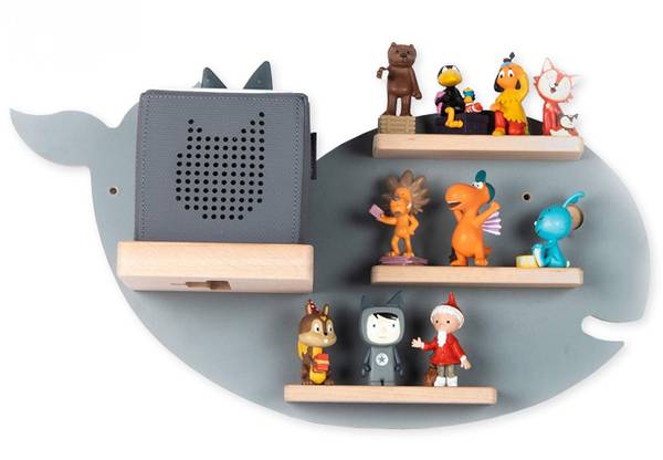 Wandregal Tier Wal Grau - Holzwerkstoff - 51 x 29 x 19 cm