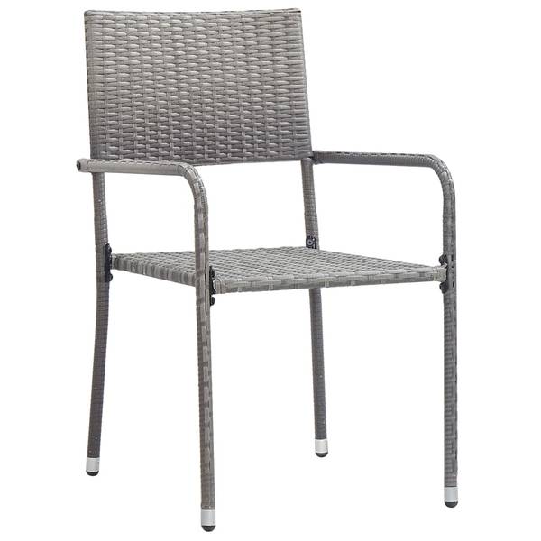 Salle à manger 3009977-1 (lot de 3) Gris - Acier - Verre clair - Polyéthylène - 80 x 74 x 80 cm