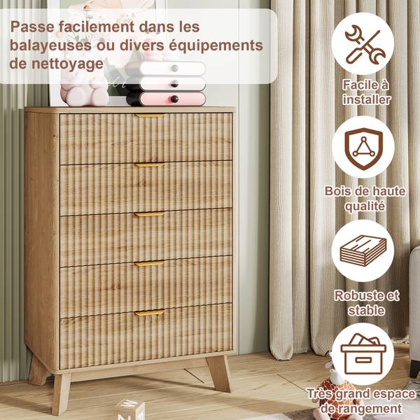 Sideboard SQOP01 Braun - Massivholz - 40 x 108 x 73 cm