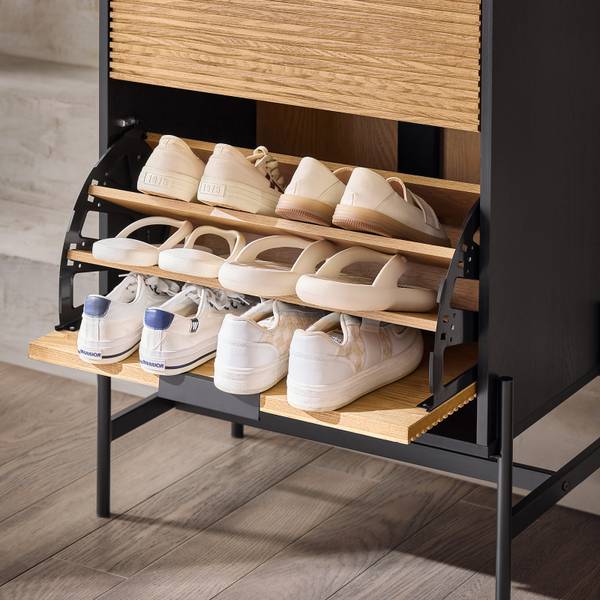 Schoenenkast HFSR03-SCH zwart - bruin - plaatmateriaal op houtbasis - metaal - 64 x 115 x 40 cm