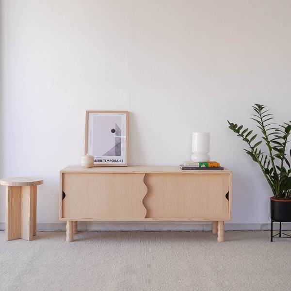 TV-Lowboard Moreta Lackiert Braun - Kiefer - 120 x 50 x 35 cm