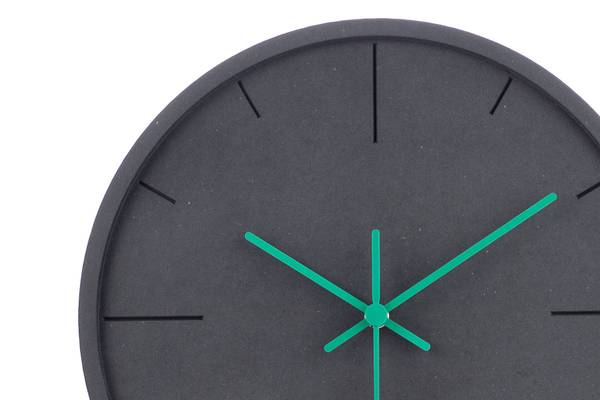 Horloge murale design Ardoise Pure Noir - Bois manufacturé - 30 x 30 x 1 cm