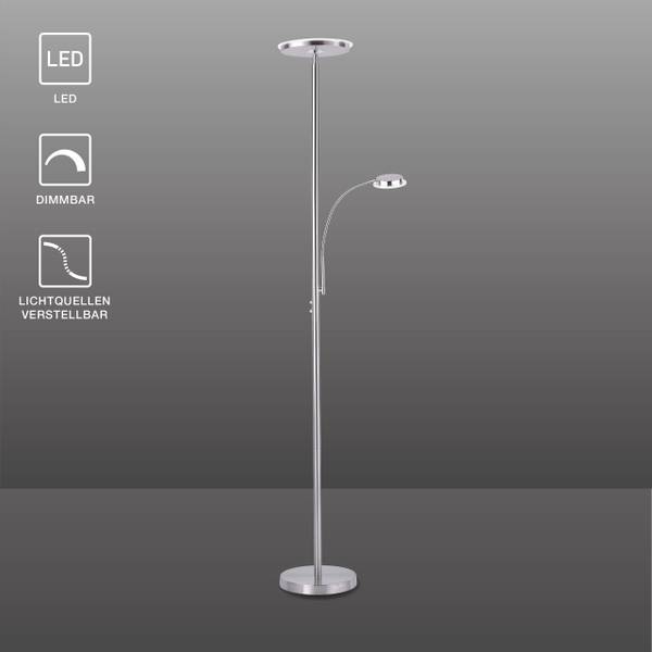 LED Deckenfluter HANS rund Silber - Metall - 57 x 193 x 57 cm