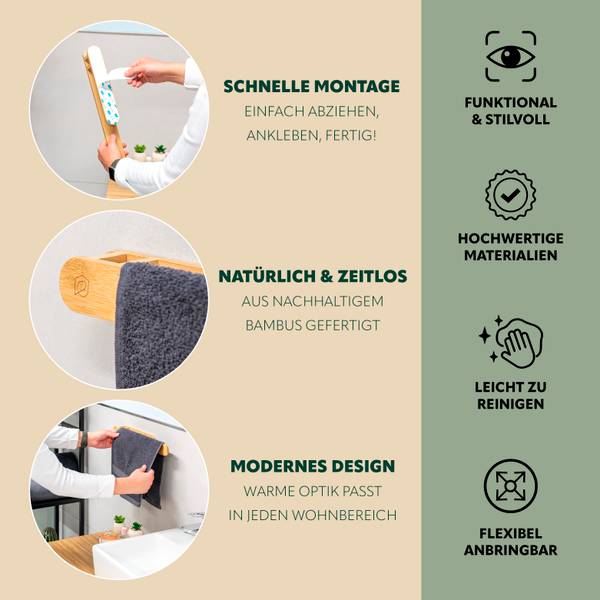 Handtuchhalter 93071 Braun - Bambus - 39 x 5 x 6 cm