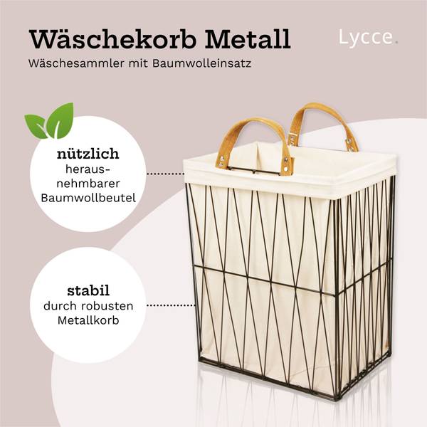 Wäschekorb Raute Weiß - Metall - 25 x 46 x 35 cm