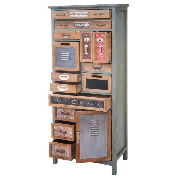 Apotheker-Schrank A43 Blau - Tanne - 57 x 138 x 32 cm