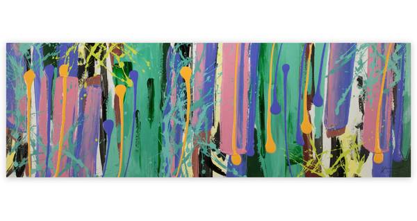 Tableau peint à la main Gouttes Couleur Coton - 150 x 50 x 4 cm