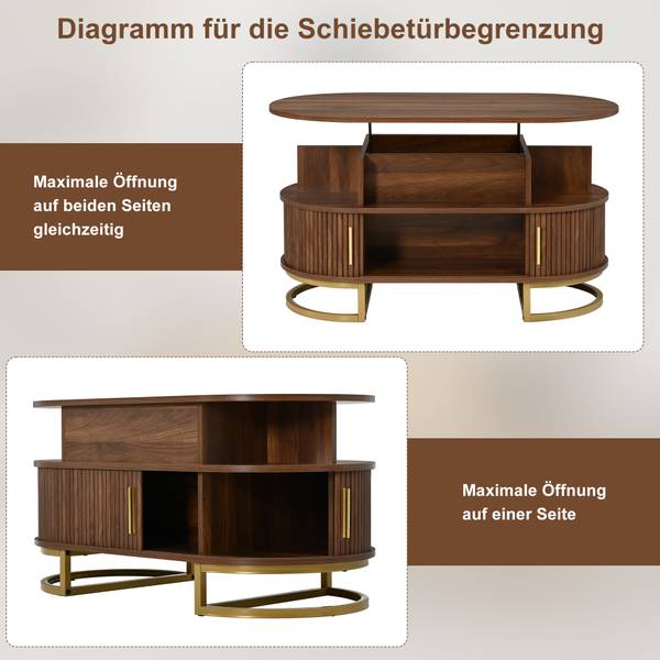 Couchtisch Hermes Ⅷ Braun - Holzwerkstoff - 100 x 64 x 50 cm