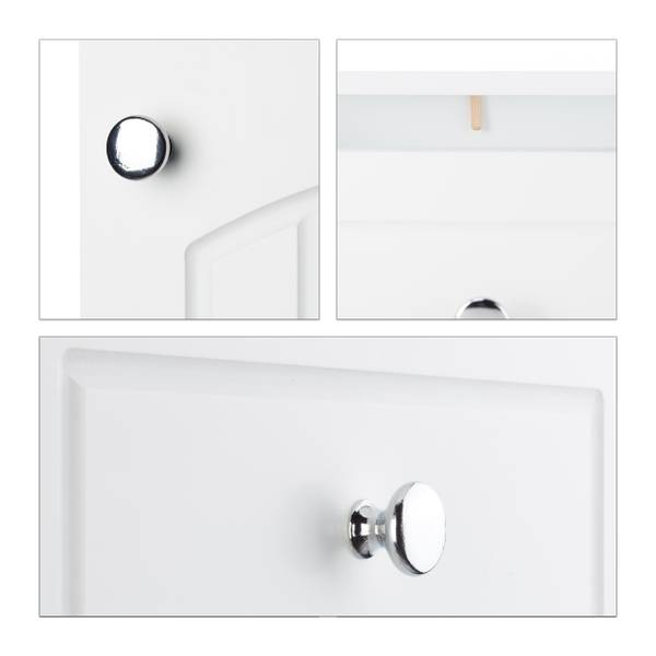 Weißer Badschrank Silber - Weiß - Holzwerkstoff - 31 x 80 x 31 cm