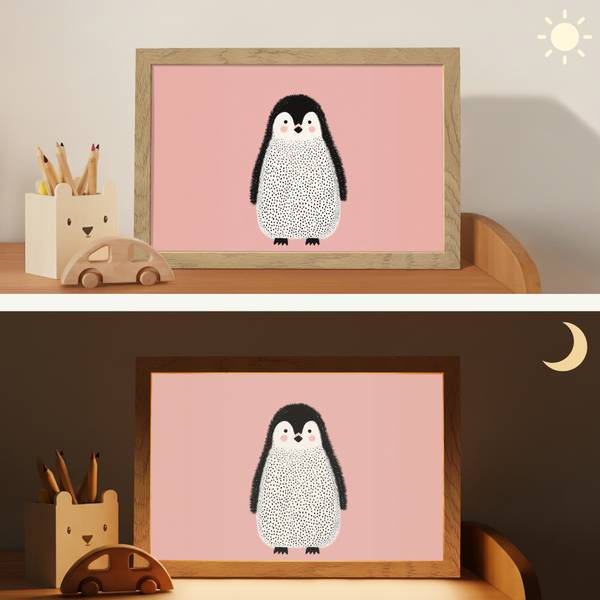NACHTTISCHLAMPE Pinguin 30 x 20 cm - Durchmesser: 32 cm