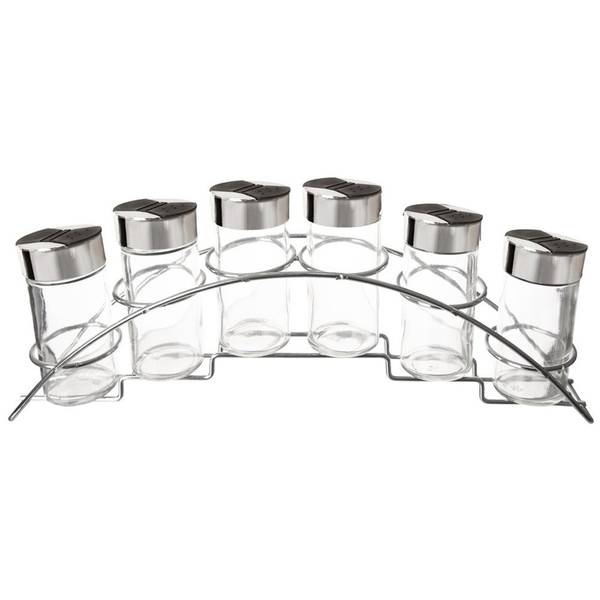 Gewürzständer mit Gläsern 7-tlg. Set Metall - 33 x 14 x 6 cm