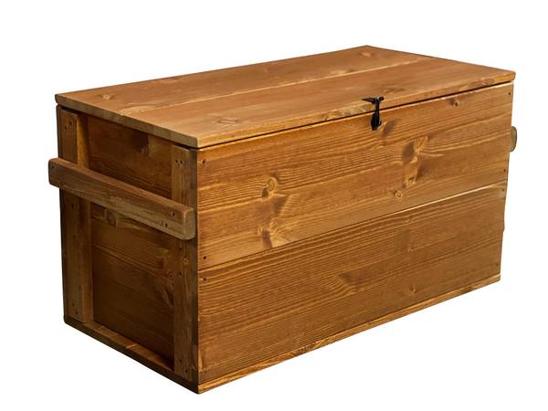 Truhe Schatzkiste massiv Holz Braun - Kiefer - 85 x 46 x 40 cm