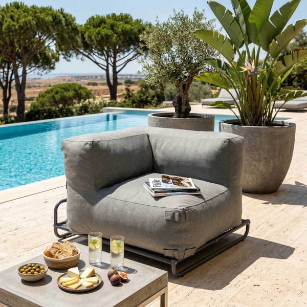 Ecksessel und Gestell Mixi Grau - Textil - 97 x 77 x 97 cm