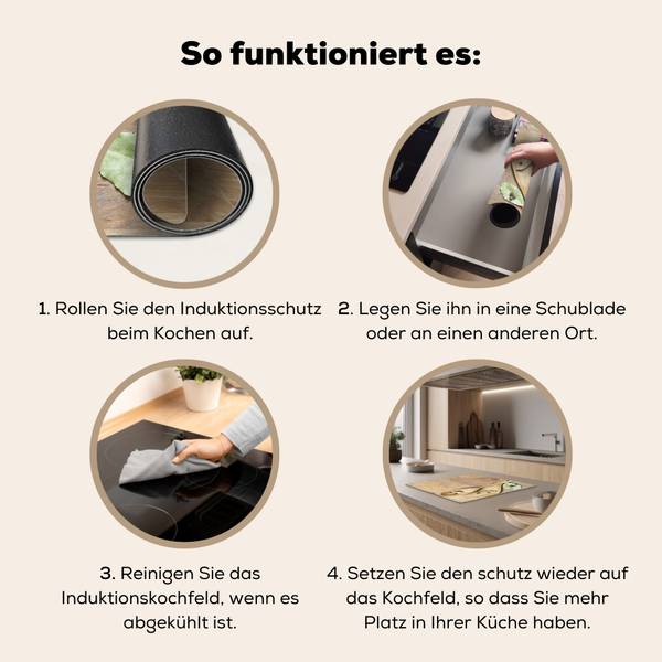 HERDABDECKPLATTE Lachende Löffel Braun - Vinyl - 59 x 52 x 1 cm