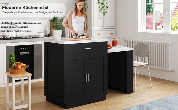 Kücheninsel BB3941 Schwarz - Holzwerkstoff - 55 x 90 x 211 cm