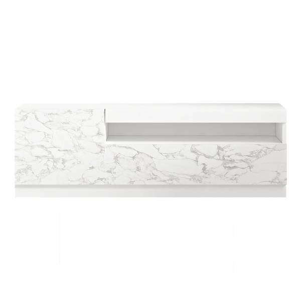 TV Lowboard Weiß LED Links 2/2 9505 Weiß - Holzwerkstoff - 120 x 40 x 37 cm