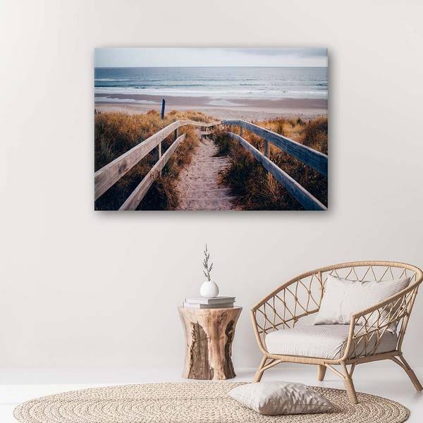Canvas schilderij strand en zee 60 x 40 cm