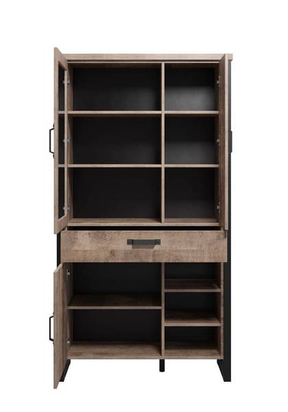 Vitrine Emile I Eiche Tabak Dekor / Schwarz