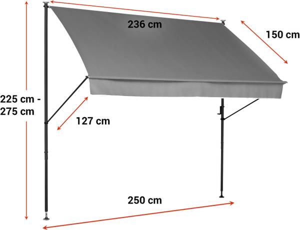 Klemmmarkise Style Breite: 250 cm