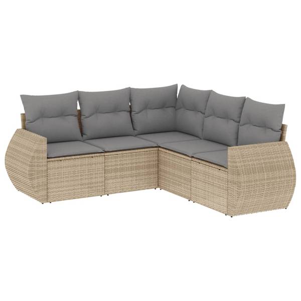 Loungeset 3034450-1 set van 5 beige - grijs - lichtgrijs