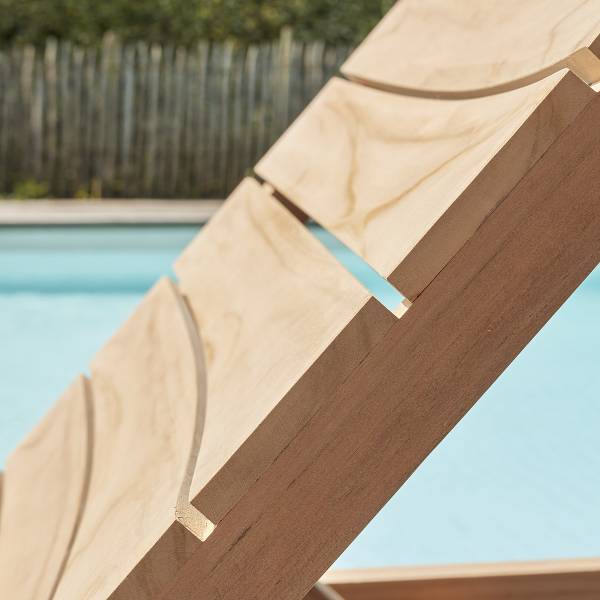 Sonnenliege JAYA Beige - Massivholz - 205 x 30 x 65 cm