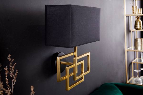 Wandleuchte ATLANTIS Schwarz - Gold - Polyester - 35 x 44 x 20 cm