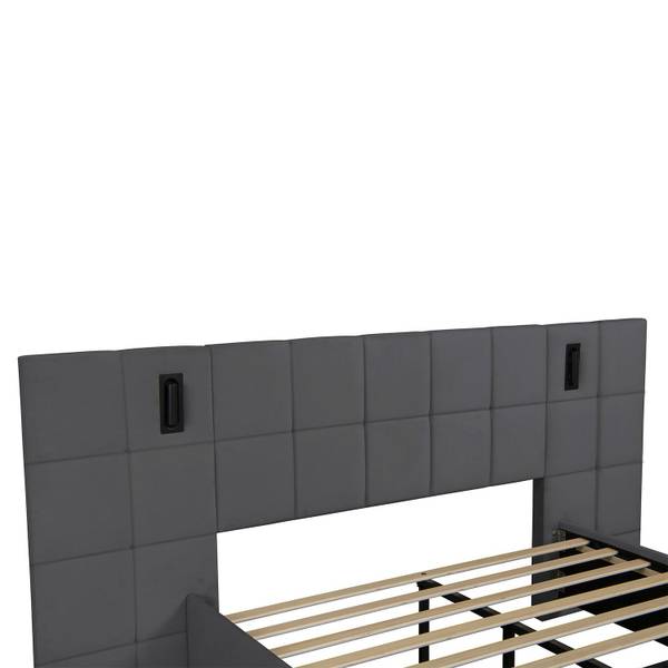 Polsterbett Luzano Grau - Holzwerkstoff - 140 x 110 x 200 cm