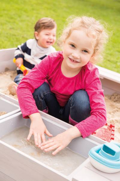 Sandkasten Deluxe Tanne, lasiert / Kunststoff - Grau
