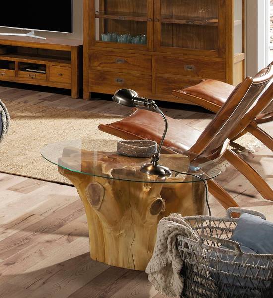 Couchtisch MEDAN I Beige - Massivholz - 80 x 45 x 80 cm