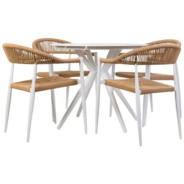 Gartenmöbel Jardin Mueble 5-tlg Beige - Metall - 90 x 75 x 90 cm