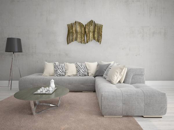 Wanddeko Abstrakt Nid Gold - Metall - 88 x 63 x 16 cm