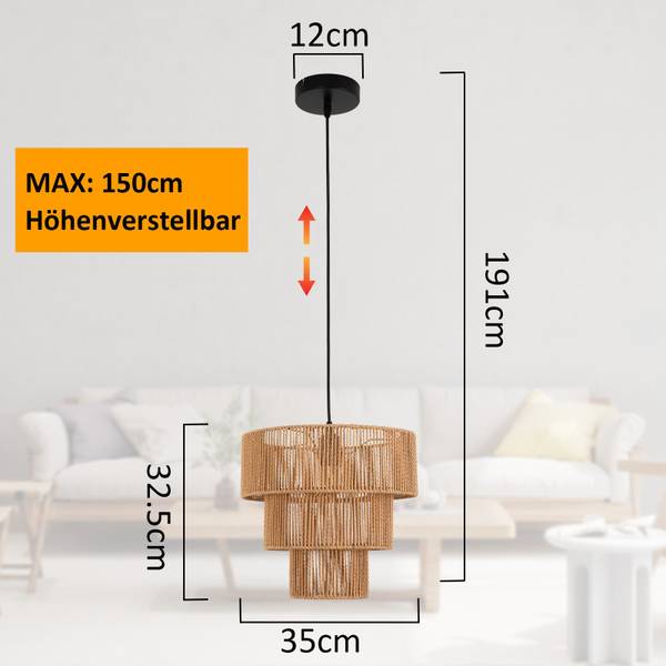 Suspension Lollar Noir - Métal - 35 x 150 x 36 cm