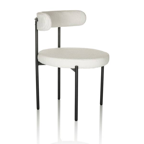 Polsterstuhl TEDIO Weiß - Polyester - Teddystoff - Webstoff - 55 x 78 x 56 cm
