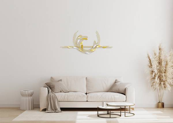 Wanddeko Wohnzimmer Jec Gold - Metall - 121 x 53 x 6 cm