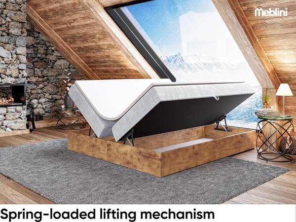 Boxspringbett LOFTY BOX Hellgrau