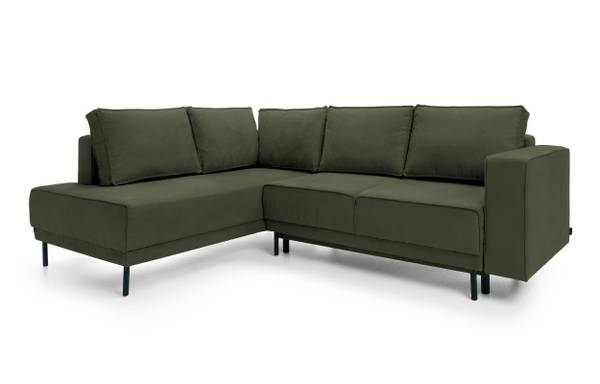Ecksofa RODARIO Dunkelgrün - Massivholz - Holz teilmassiv