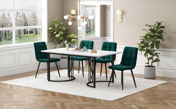 Esszimmer Set BB1773 5tlg Schwarz - Grün - Weiß