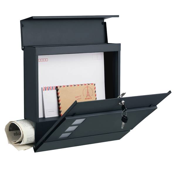 Briefkasten Mamoudzou Grau - Metall - 11 x 37 x 37 cm