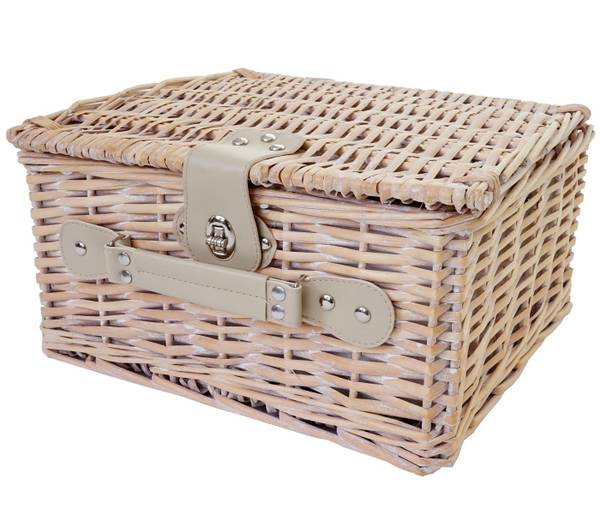 Picknickkorb-Set 4 Personen Kühlfach Beige - Braun - Weide - Edelstahl - 30 x 20 x 30 cm