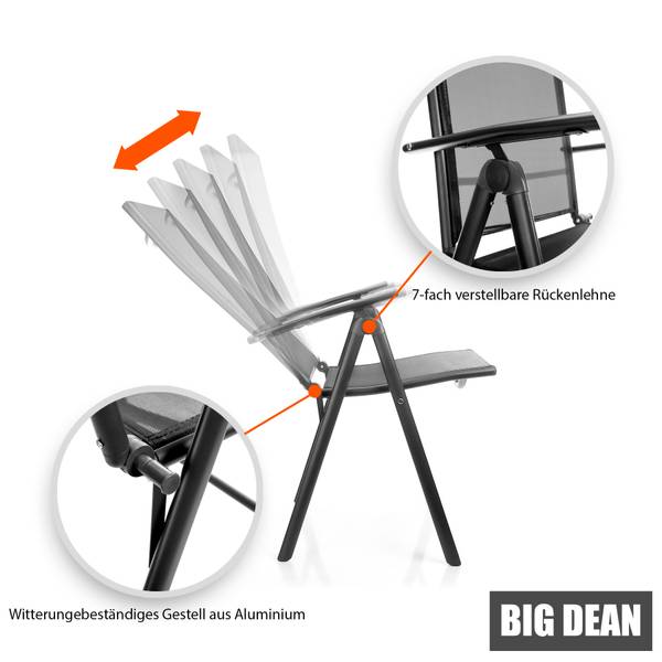Gartenstühle 1000494 2er Sets Schwarz - Kunststoff - 44 x 105 x 44 cm