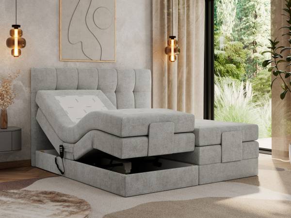 Boxspringbett VITTORIA Platingrau - H3 - Liegefläche Breite: 160 cm