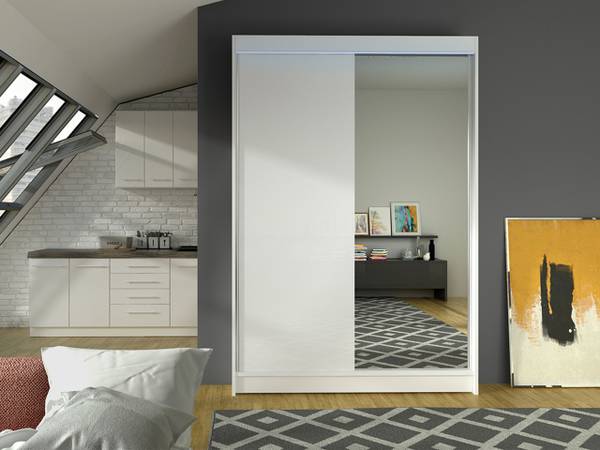 Kleiderschrank Lino I mit LED Weiß