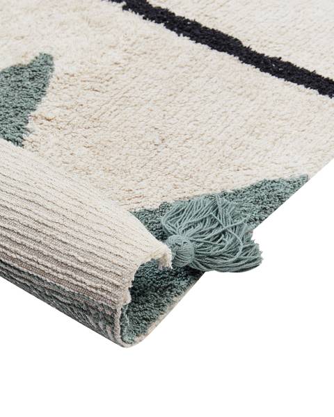 Laagpolig ALAKOL beige - zwart - groen - violet - bamboe - 140 x 200 cm