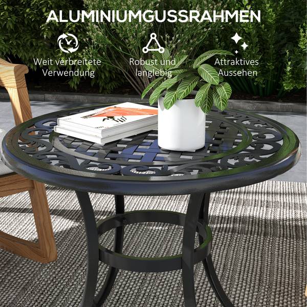 Gartentisch 84G-309V00BK Schwarz - Metall - 60 x 53 x 60 cm