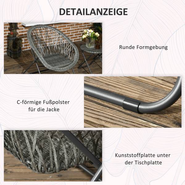 Liegestühle 3er-Set 863-129V00GG Grau - Stahl - 76 x 78 x 77 cm